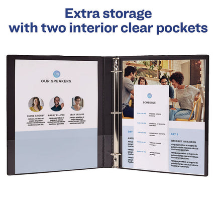 Mini Size Durable View Binder With Round Rings, 3 Rings, 0.5" Capacity, 8.5 X 5.5, Black