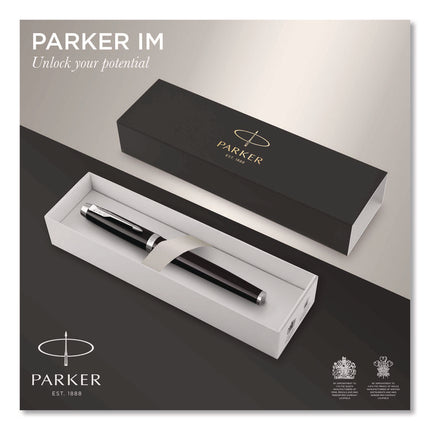 IM Premium Rollerball Pen, Stick, Fine 0.7 mm, Black Ink, Black/Chrome Barrel