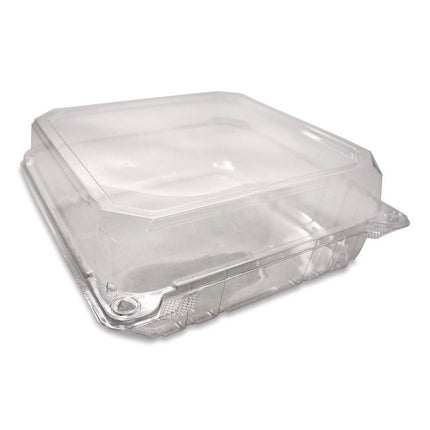 PET Plastic Hinged Container, 9 x 9 x 3.6, Clear, Plastic, 100/Pack, 2 Packs/Carton