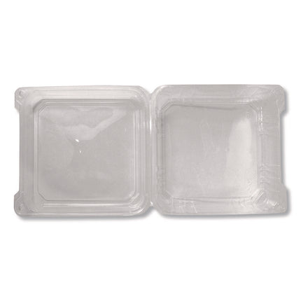 PET Plastic Hinged Container, 9 x 9 x 3.6, Clear, Plastic, 100/Pack, 2 Packs/Carton