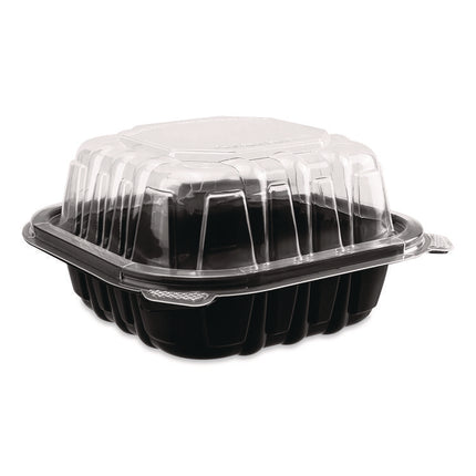 Polypropylene Plastic Hinged Container, 6 x 6 x 3, Black/Clear, Plastic, 50/Pack, 6 Packs/Carton