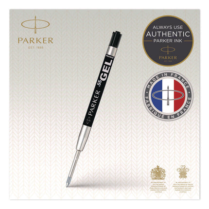 Refill For Parker Retractable Gel Ink Roller Ball Pens, Medium Conical Tip, Black Ink, 2/pack