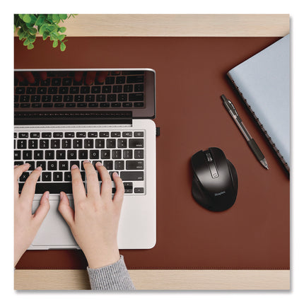 TECH Wireless Ergonomic Curved Optical USB Mouse, 2.4 GHz Frequency/33 ft Wireless Range, Left/Right Hand Use, Black