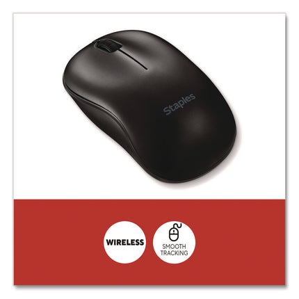 TECH Wireless Ambidextrous Optical USB Mouse, 2.4 GH Frequency, 33 ft Wireless Range, Left/RIght Hand Use, Black
