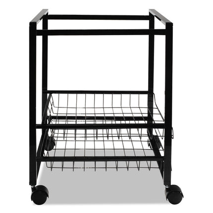 Mobile File Cart with Sliding Baskets, Metal, 2 Drawers, 1 Bin, 12.88" x 15" x 21.13", Black