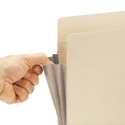 Manila End Tab File Pockets with Tear Resistant Gussets, 5.25" Expansion, Letter Size, Manila, 10/Box