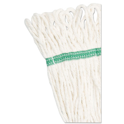 Super Loop Wet Mop Head, Cotton/Synthetic Fiber, 5" Headband, Medium Size, White, 12/Carton