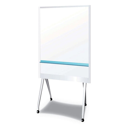 Mobile Partition Board, 38.3" x 70.8", White Surface, Light Gray Aluminum Frame