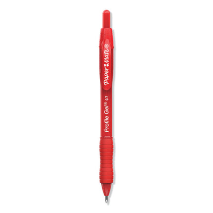Profile Gel Pen, Retractable, Medium 0.7 Mm, Red Ink, Translucent Red Barrel, Dozen
