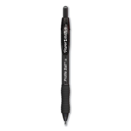 Profile Ballpoint Pen, Retractable, Medium 1 Mm, Black Ink, Translucent Black Barrel, Dozen