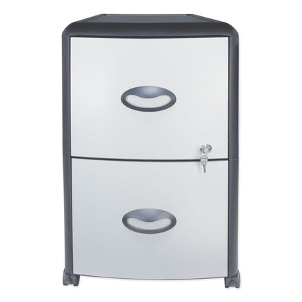 Mobile Filing Cabinet With Metal Siding, 2 Letter-Size File Drawers, Silver/black, 19" X 15" X 23"