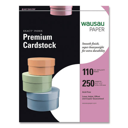 EXACT INDEX CARD STOCK, 94 BRIGHT, 110 LB INDEX WEIGHT, 8.5 X 11, WHITE, 250/PACK