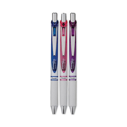 EnerGel Pearl Gel Pen, Retractable, Medium 0.7 mm, Assorted Ink and Barrel Colors, 3/Pack