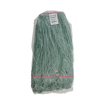 Narrowband Looped-End Mop Head, Premium Standard Head, Cotton/Rayon Fiber, Large, Green