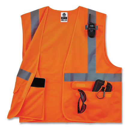 GloWear 8225HL Class 2 Standard Solid Hook and Loop Vest, Polyester, Orange, Small/Medium
