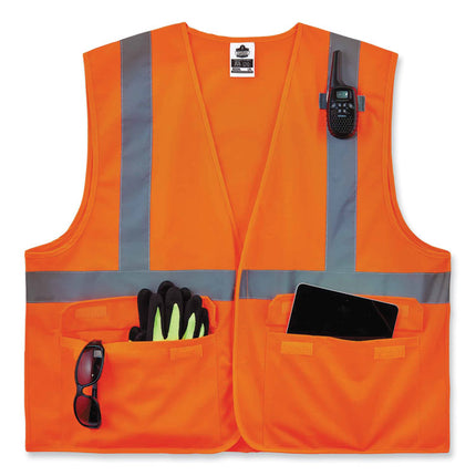 GloWear 8225HL Class 2 Standard Solid Hook and Loop Vest, Polyester, Orange, Large/X-Large