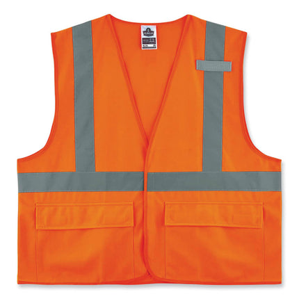 GloWear 8225HL Class 2 Standard Solid Hook and Loop Vest, Polyester, Orange, 4X-Large/5X-Large