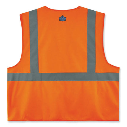 GloWear 8225HL Class 2 Standard Solid Hook and Loop Vest, Polyester, Orange, 4X-Large/5X-Large