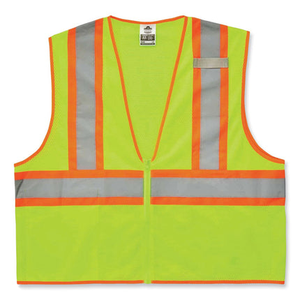 GloWear 8229Z Class 2 Economy Two-Tone Zipper Vest, Polyester, Small/Medium, Lime