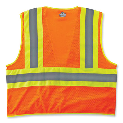 GloWear 8229Z Class 2 Economy Two-Tone Zipper Vest, Polyester, Small/Medium, Orange