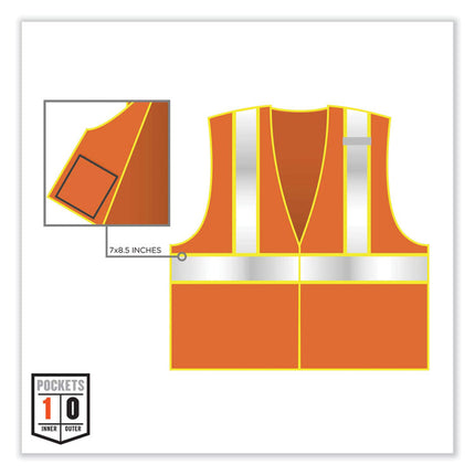 GloWear 8230Z Class 2 Two-Tone Mesh Zipper Vest, Polyester, Large/X-Large, Orange