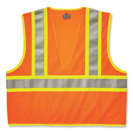 GloWear 8230Z Class 2 Two-Tone Mesh Zipper Vest, Polyester, 4X-Large/5X-Large, Orange