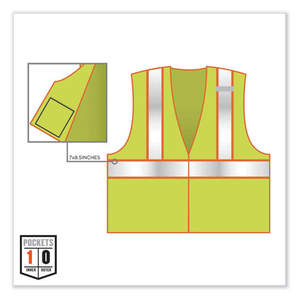 GloWear 8230Z Class 2 Two-Tone Mesh Zipper Vest, Polyester, 2X-Large/3X-Large, Lime