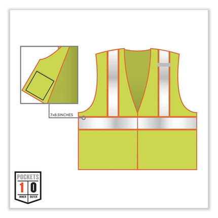 GloWear 8230Z Class 2 Two-Tone Mesh Zipper Vest, Polyester, 4X-Large/5X-Large, Lime