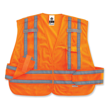 GloWear 8244PSV Class 2 Expandable Public Safety Hook and Loop Vest, Polyester, X-Large/2X-Large, Orange