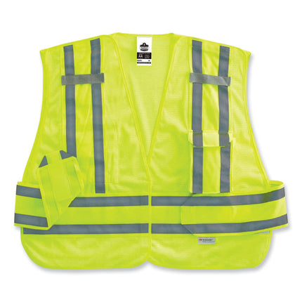 GloWear 8244PSV Class 2 Expandable Public Safety Hook and Loop Vest, Polyester, Medium/Large, Lime