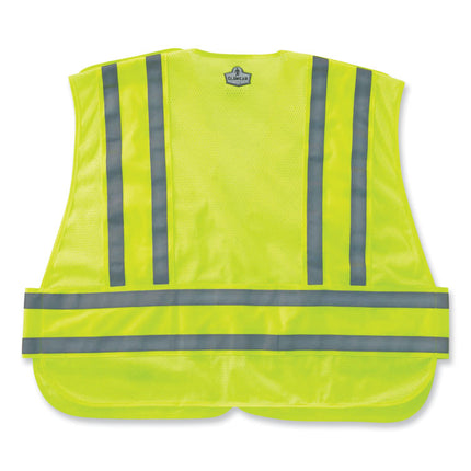 GloWear 8244PSV Class 2 Expandable Public Safety Hook and Loop Vest, Polyester, 3X-Large Plus, Lime