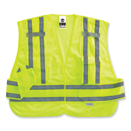 GloWear 8244PSV Class 2 Expandable Public Safety Hook and Loop Vest, Polyester, 3X-Large Plus, Lime