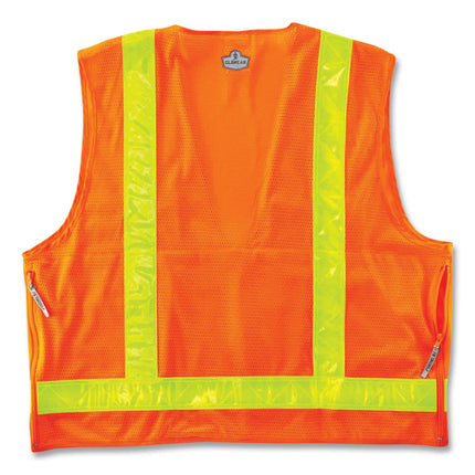 GloWear 8250ZHG Class 2 Hi-Gloss Surveyors Zipper Vest, Polyester, Large/X-Large, Orange
