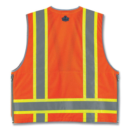 GloWear 8254HDZ Class 2 Heavy-Duty Surveyors Zipper Vest, Polyester, Small/Medium, Orange