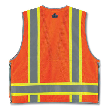 GloWear 8254HDZ Class 2 Heavy-Duty Surveyors Zipper Vest, Polyester, 2X-Large/3X-Large, Orange