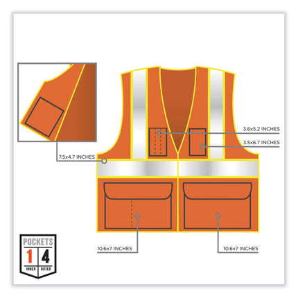 GloWear 8235ZX Class 2 Two-Tone X-Back Vest, Polyester, 2X-Large/3X-Large, Orange