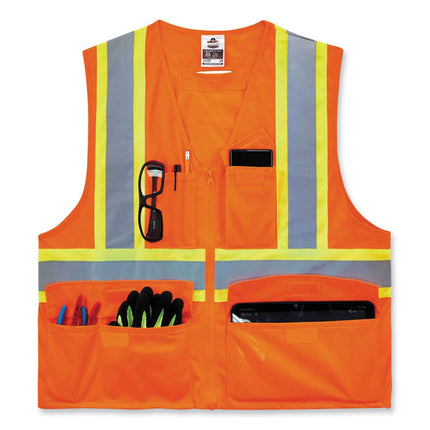 GloWear 8235ZX Class 2 Two-Tone X-Back Vest, Polyester, 2X-Large/3X-Large, Orange
