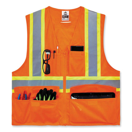 GloWear 8235ZX Class 2 Two-Tone X-Back Vest, Polyester, 4X-Large/5X-Large, Orange