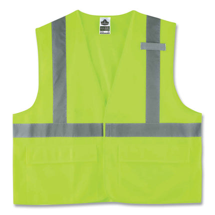 GloWear 8225HL Class 2 Standard Solid Hook and Loop Vest, Polyester, Lime, Large/X-Large