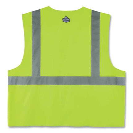 GloWear 8225HL Class 2 Standard Solid Hook and Loop Vest, Polyester, Lime, Small/Medium