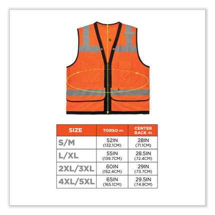 GloWear 8253HDZ Class 2 Heavy-Duty Mesh Surveyors Vest, Polyester, 2X-Large/3X-Large, Orange