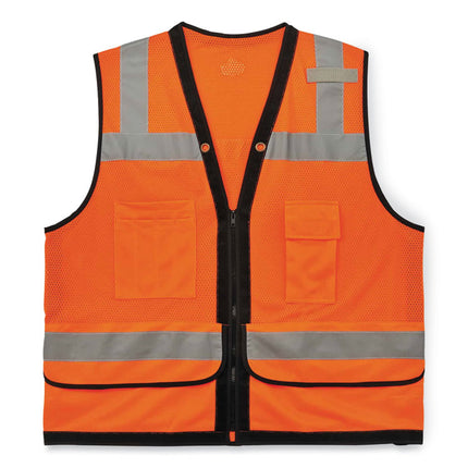 GloWear 8253HDZ Class 2 Heavy-Duty Mesh Surveyors Vest, Polyester, Small/Medium, Orange