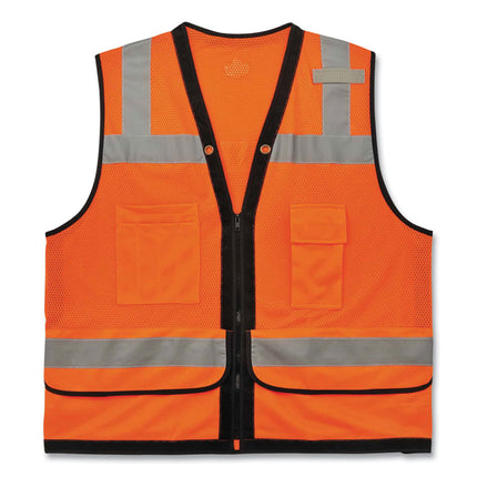 GloWear 8253HDZ Class 2 Heavy-Duty Mesh Surveyors Vest, Polyester, 2X-Large/3X-Large, Orange