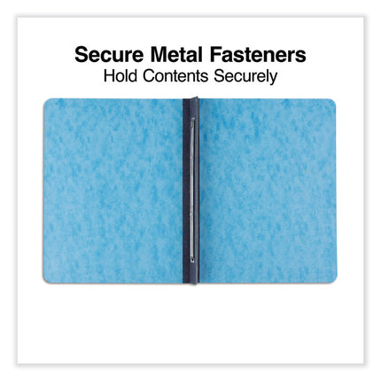 Pressboard Report Cover, Two-Piece Prong Fastener, 3" Capacity, 8.5 X 11, Light Blue/light Blue