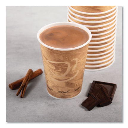 Mistique Polycoated Hot Paper Cups, 12 oz, Brown, 50/Sleeve, 20 Sleeves/Carton