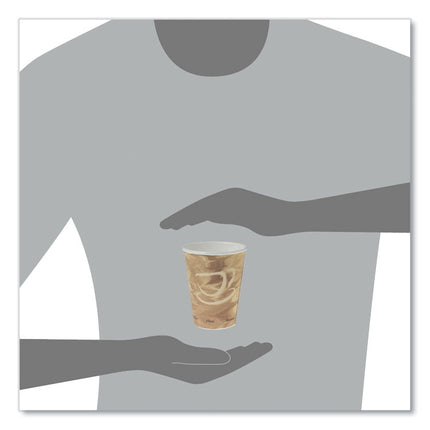 Mistique Polycoated Hot Paper Cups, 12 oz, Brown, 50/Sleeve, 20 Sleeves/Carton
