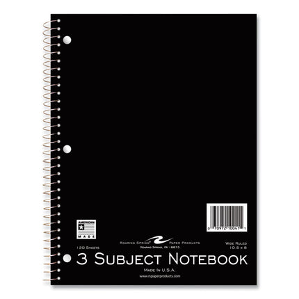 Subject Wirebound Promotional Notebook, 3-Subject, Wide/Legal Rule, Assorted Cover Colors, (120) 10.5 x 8 Sheets, 24/Carton