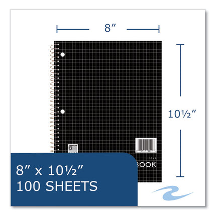 Subject Wirebound Promo Notebook, 1-Subject, Quad Rule (4 sq/in), Assorted Cover Colors, (100) 10.5 x 8 Sheets, 24/Carton