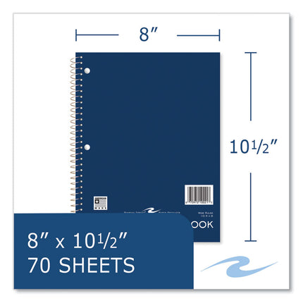 Subject Wirebound Promotional Notebook, 1-Subject, Wide/Legal Rule, Assorted Cover Colors, (70) 10.5 x 8 Sheets, 24/Carton