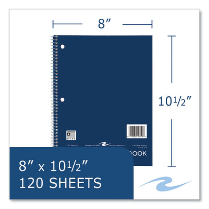 Subject Wirebound Notebook, 3-Subject, Medium/College Rule, Assorted Cover Colors, (120) 10.5 x 8 Sheets, 24/Carton